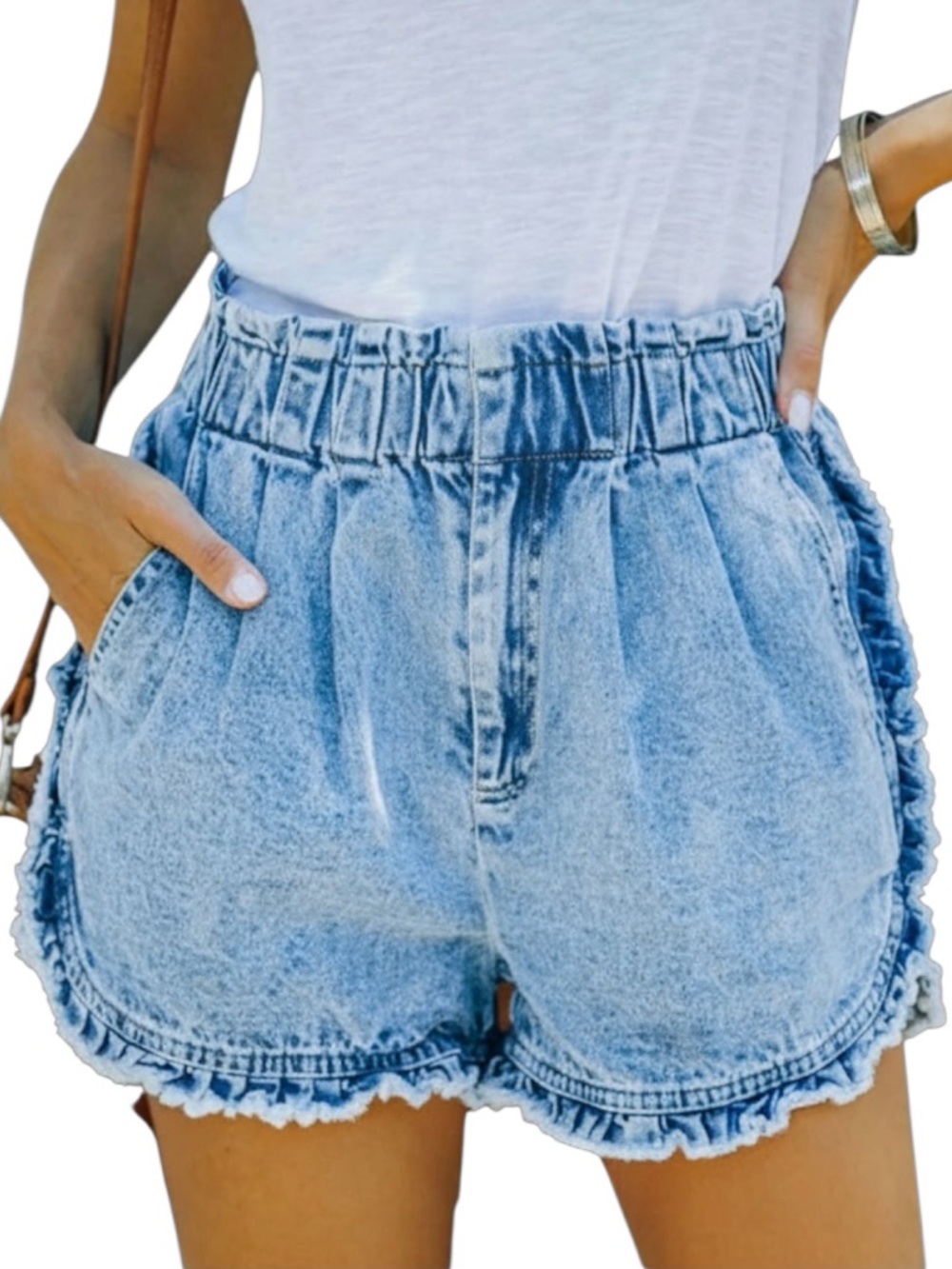 Vici Very J Ruffle‎ Hem Jean Shorts Womens Large